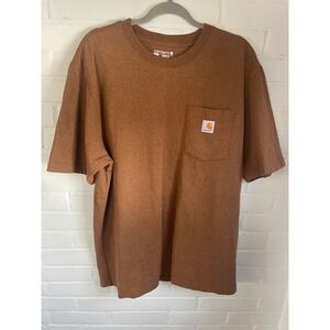 Carhartt K87 Mens Loose Fit Pocket T-Shirt Brown Burnt Orange‎ Heather Large L